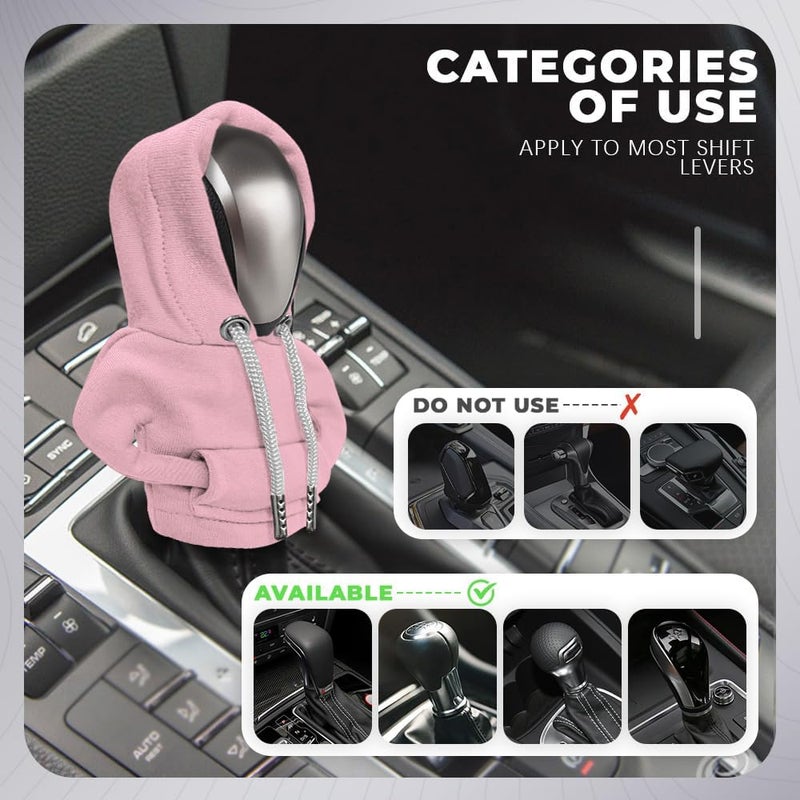 RGOAANC Gear Shift Hoodie, Gear Shift Cover, Fashionable Hoodie Automotive Gear Shift Knob Protector, Car Accessories Mini Sweater Gear Shift Knob Cover for Car Gear Shift Levers (Pink) - Image 5